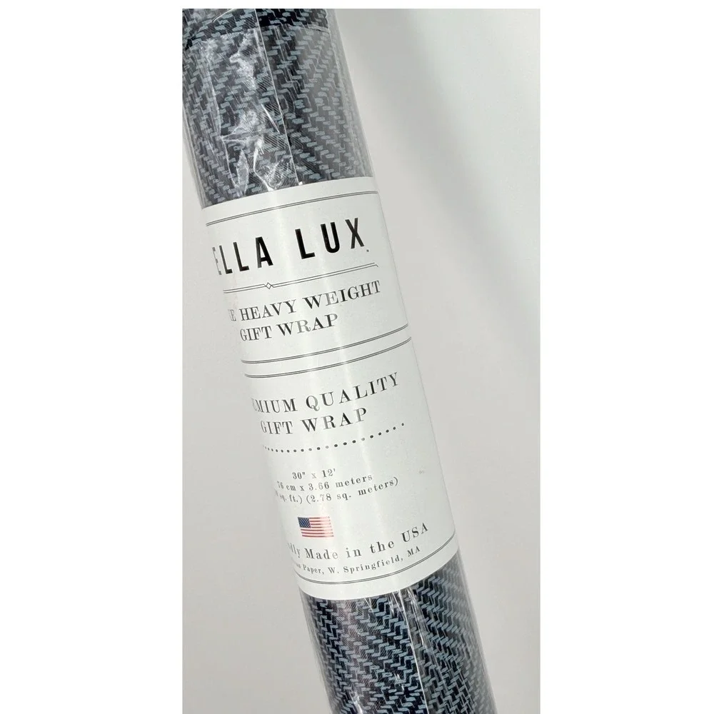 Bella Lux Luxe Heavy Weight Gift Wrap Navy Blue Herringbone 30